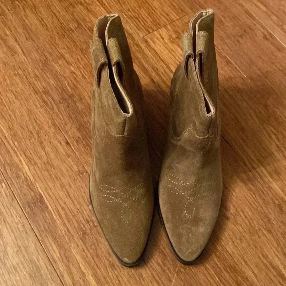 Boden Tan Suede Heeled Boots western - Picture 2 of 8